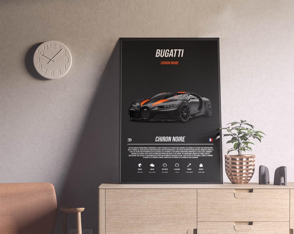 Bugatti Chiron Noire - Sport Car Poster Print | Architeg Prints